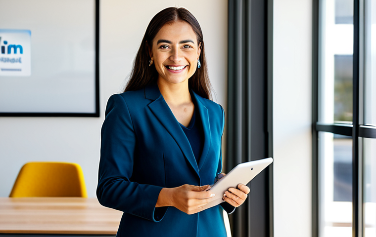 다이어트 지도사 경력직 이직 준비 팁 - **Image Prompt:** A confident career woman in a modern, sunlit co-working space, presenting a well-o...