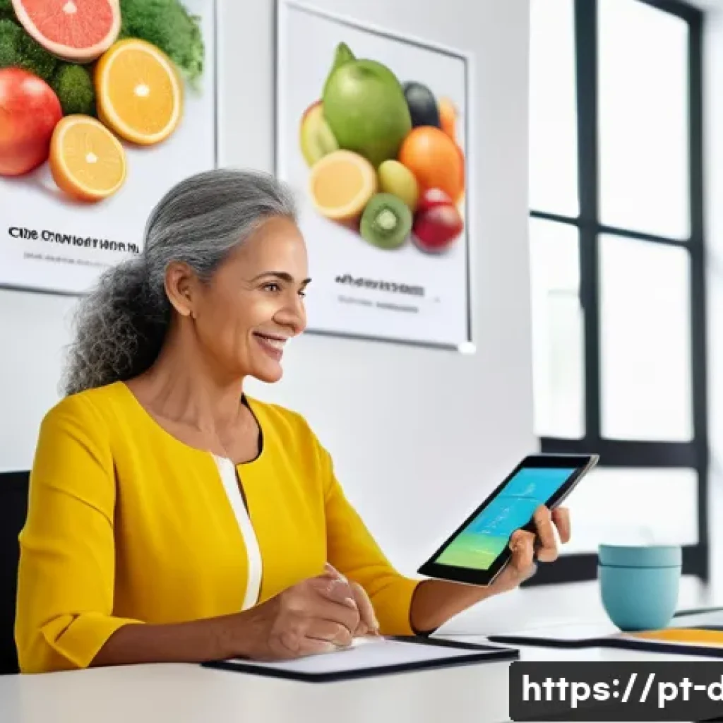 다이어트 지도사로서의 전문성 강화 전략 - A professional nutritionist conducting a detailed initial client assessment in a modern office setti...