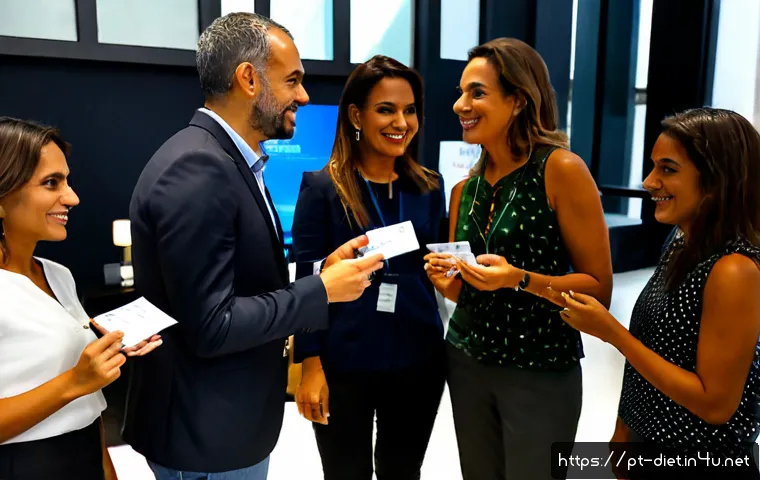 Home 17 다이어트 지도사 관련 단체와 네트워킹 팁 - Photorealistic professional networking event for dietitian educators in São Paulo, Brazil, diverse g...
